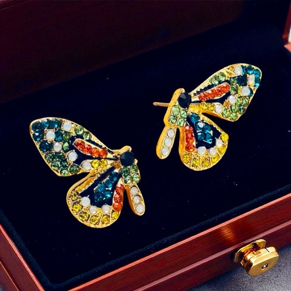 Butterfly Stud Earrings Boho Gypsy Statement Earring Fashion Stud Womens Jewelry - Picture 1 of 12